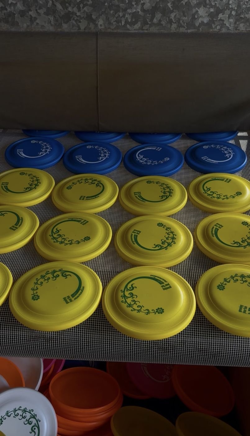 Frisbee gialli e blu personalizzati